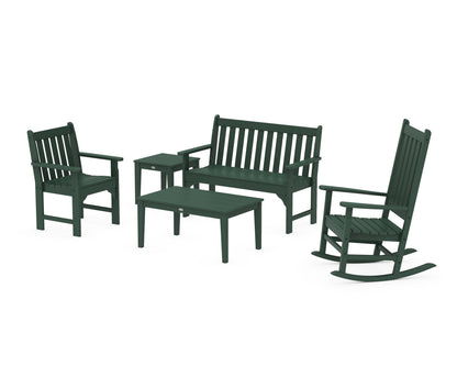 POLYWOOD® Vineyard 5-Piece Bench & Rocking Chair Set in Green