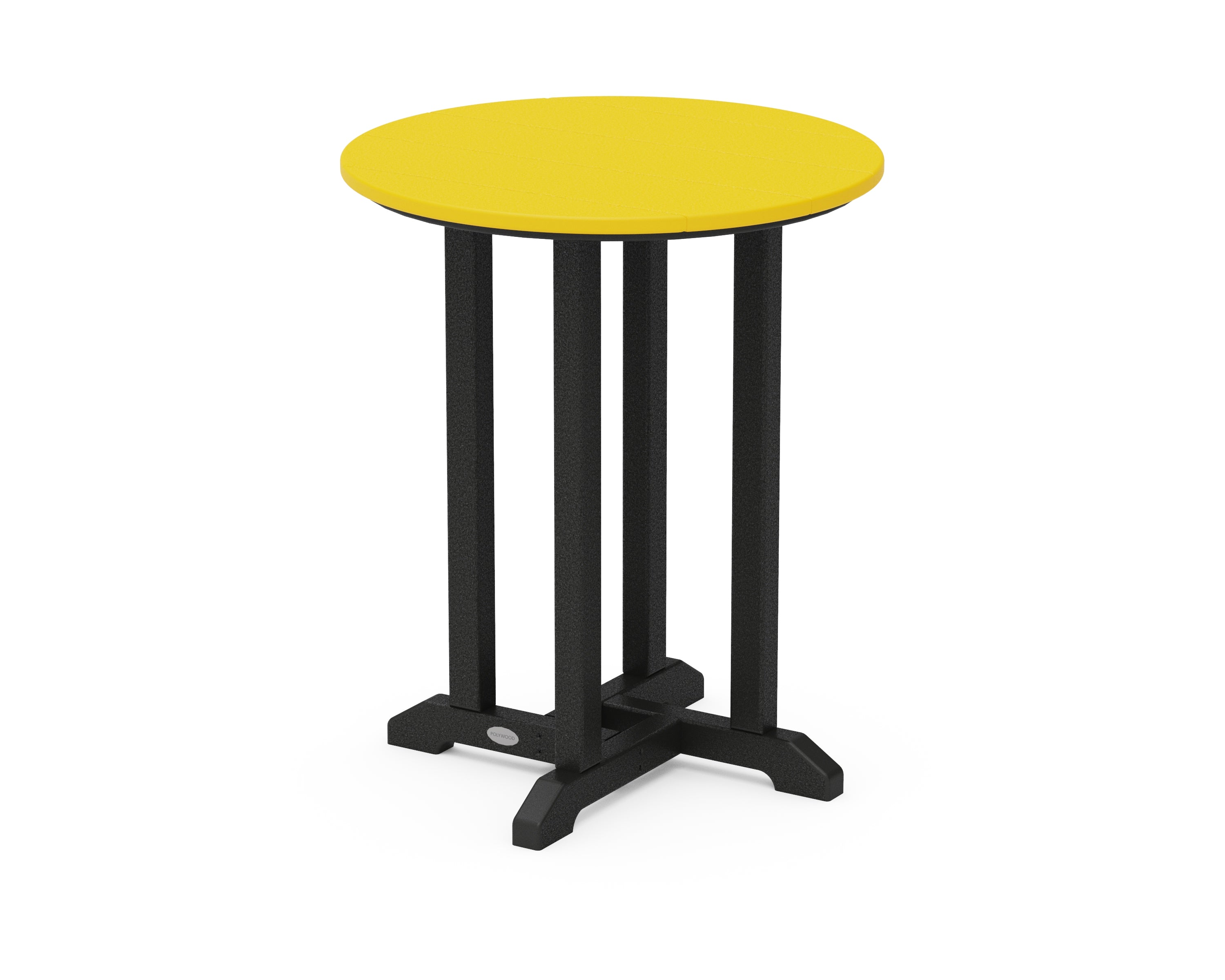 POLYWOOD® Contempo 24" Round Dining Table in Black / Lemon