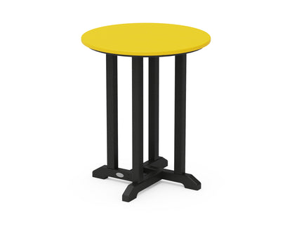 POLYWOOD® Contempo 24" Round Dining Table in Black / Lemon