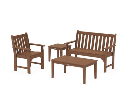 POLYWOOD® Vineyard 4-Piece Bench Seating Set in Teak