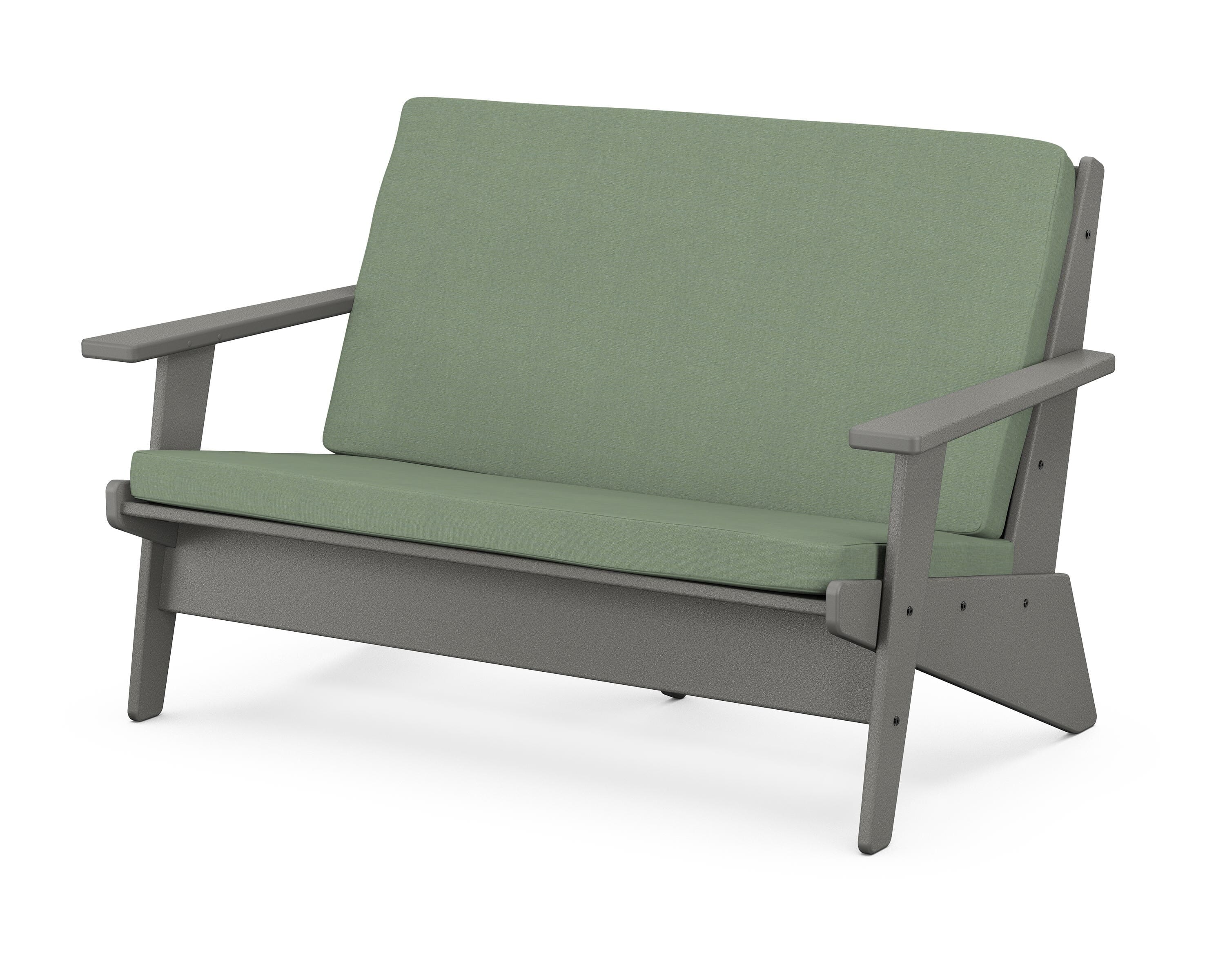 POLYWOOD® Riviera Modern Lounge Loveseat in Slate Grey / Exhale Rainwashed