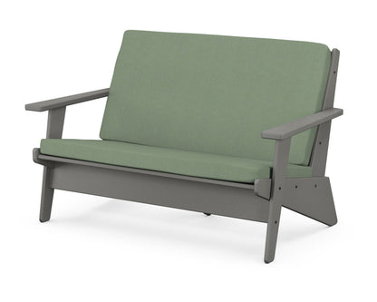 POLYWOOD® Riviera Modern Lounge Loveseat in Slate Grey / Exhale Rainwashed