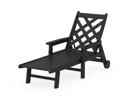 Country Living Wovendale Chaise with Arms and Wheels in Black