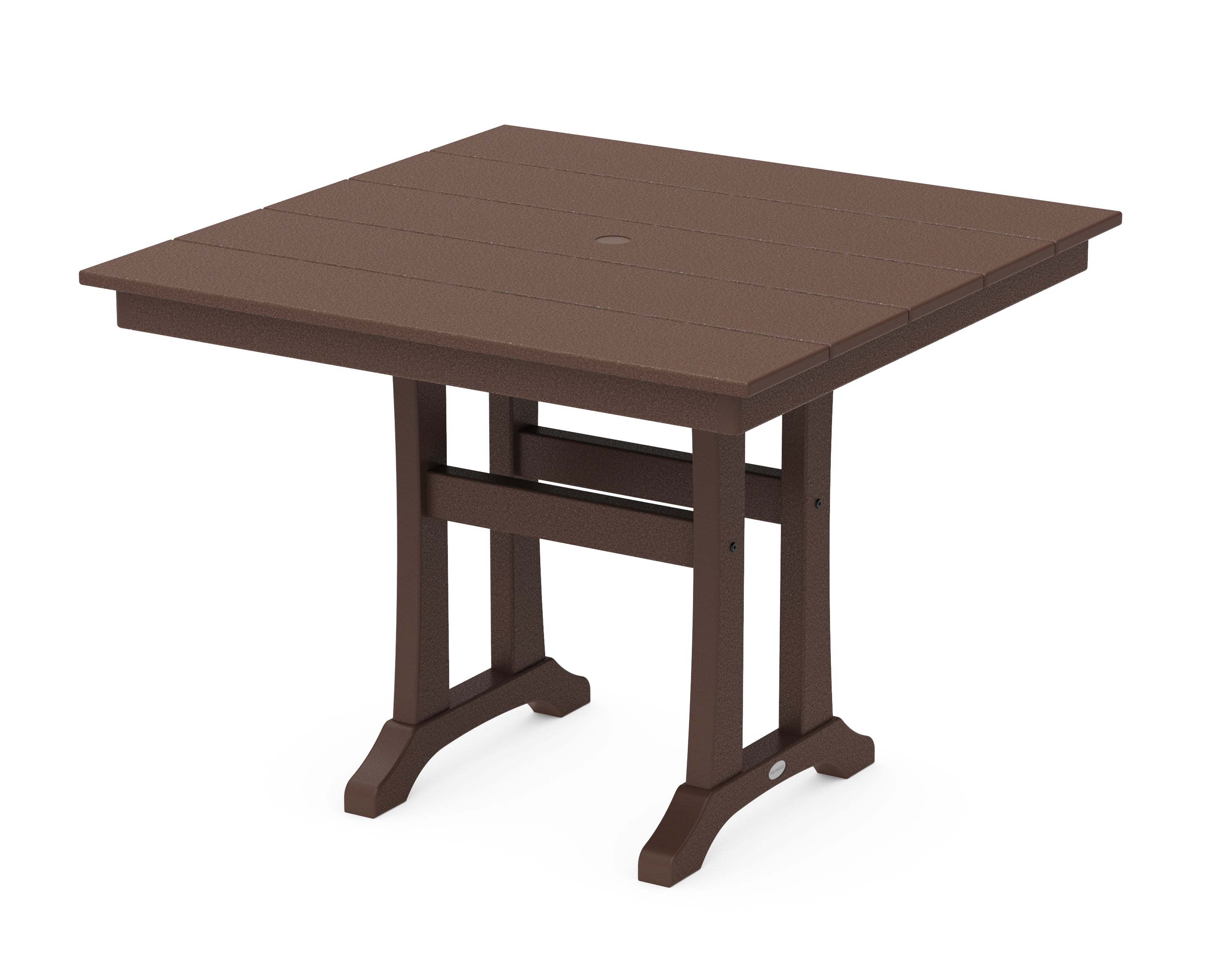 POLYWOOD® Farmhouse Trestle 37" Dining Table in Mahogany