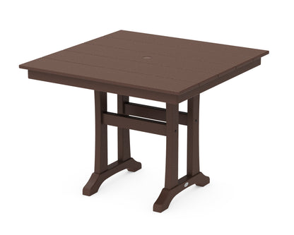 POLYWOOD® Farmhouse Trestle 37" Dining Table in Mahogany