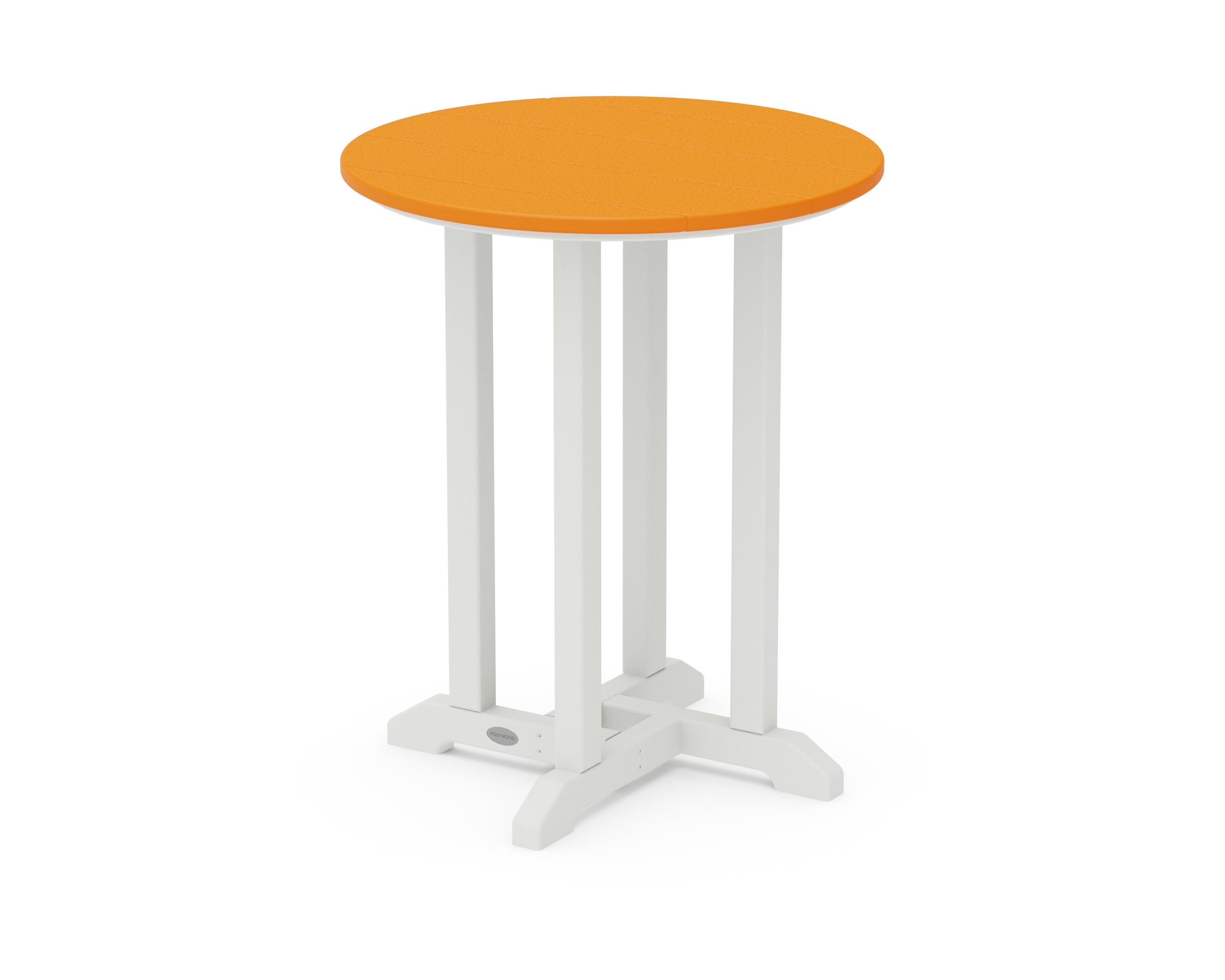 POLYWOOD® Contempo 24" Round Dining Table in White / Tangerine