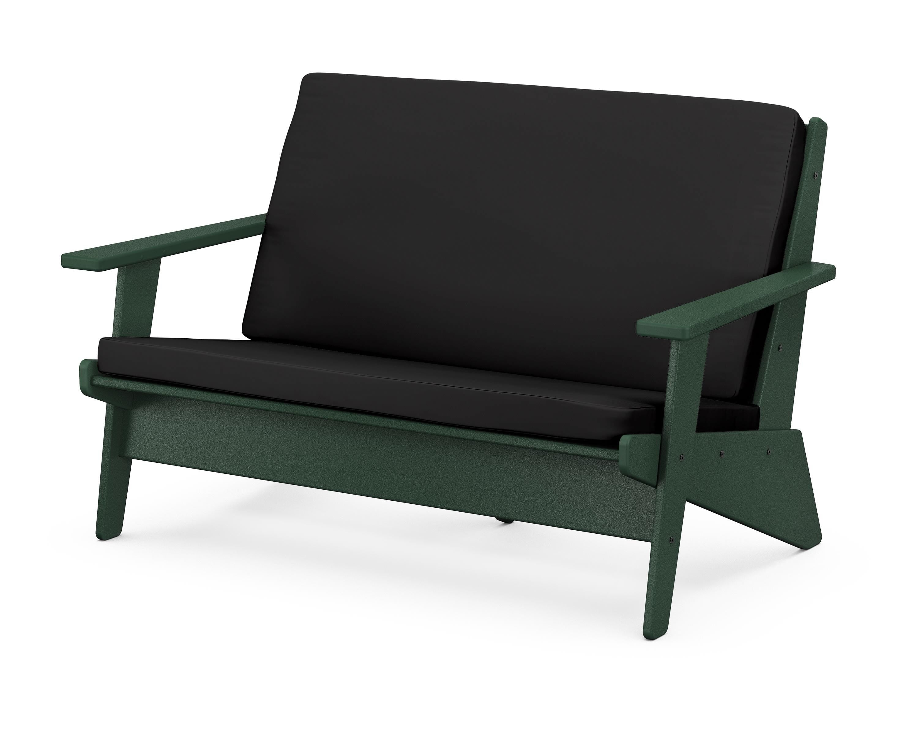 POLYWOOD® Riviera Modern Lounge Loveseat in Green / Canvas Black