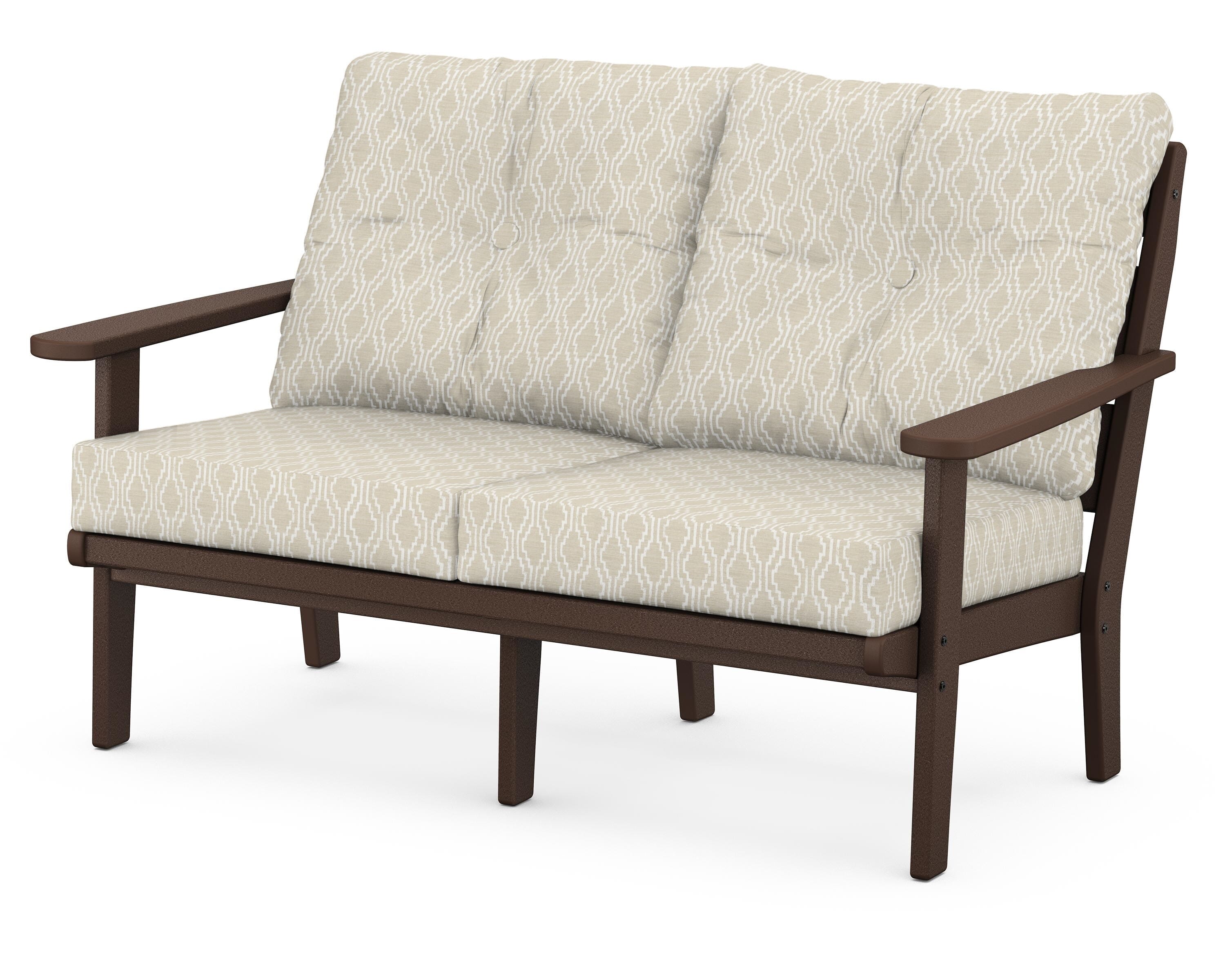 POLYWOOD® Lakeside Deep Seating Loveseat in Mahogany / Solve Linen