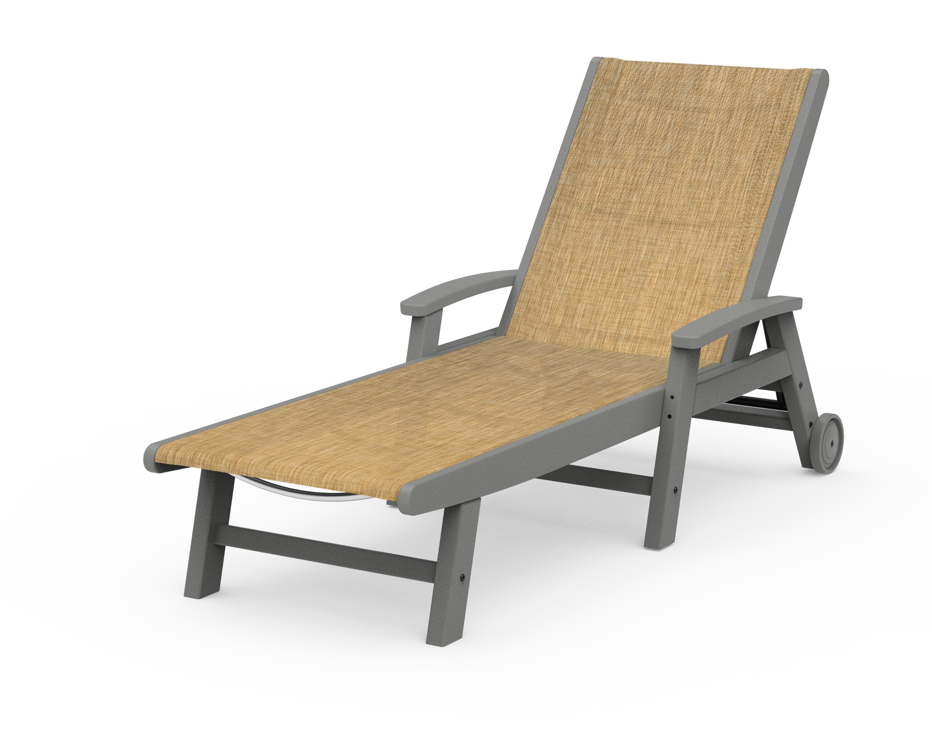 POLYWOOD® Coastal Chaise with Wheels in Slate Grey / Burlap Sling