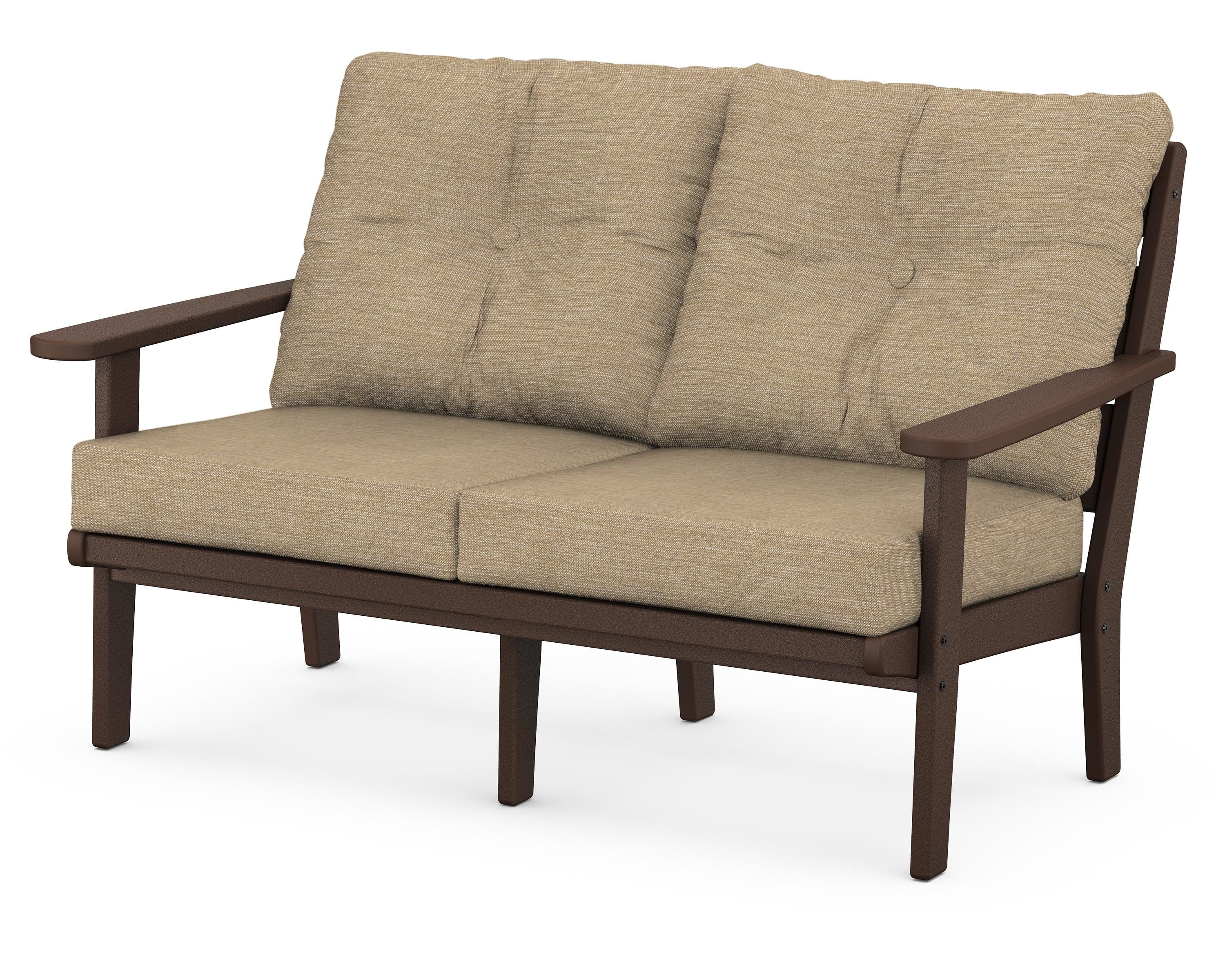 POLYWOOD® Lakeside Deep Seating Loveseat in Mahogany / Charmer Desert