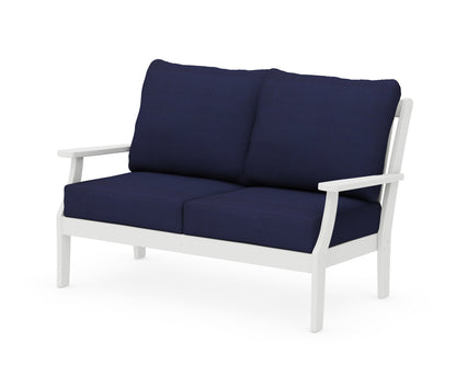 POLYWOOD® Braxton Deep Seating Loveseat in White / Navy