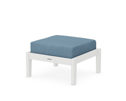 Martha Stewart by POLYWOOD® Chinoiserie Deep Seating Ottoman in White / Sky Blue