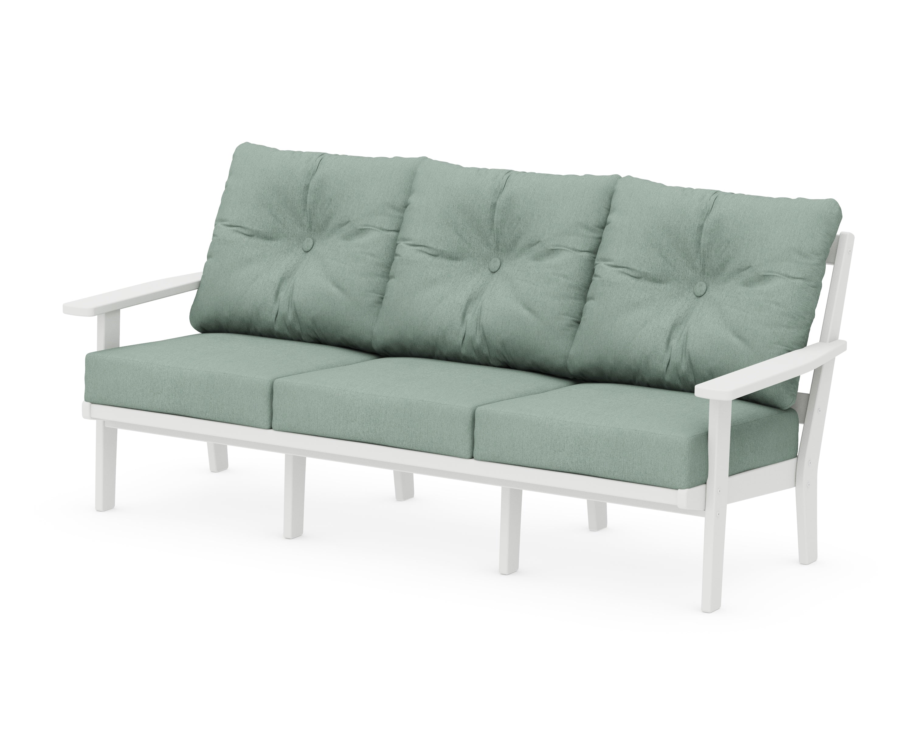 POLYWOOD® Oxford Deep Seating Sofa in White / Glacier Spa
