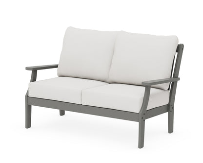 POLYWOOD® Braxton Deep Seating Loveseat in Slate Grey / Natural Linen