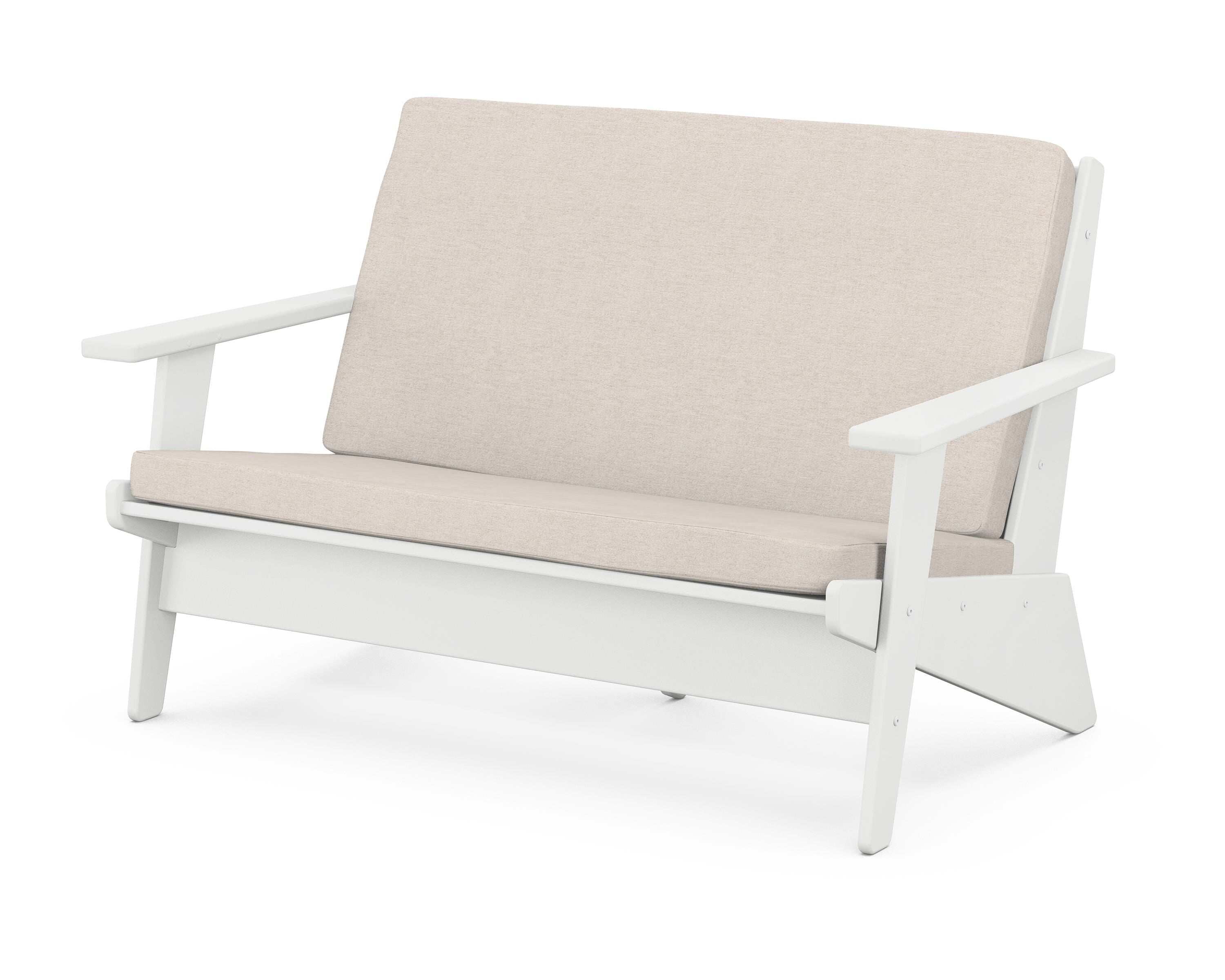 POLYWOOD® Riviera Modern Lounge Loveseat in White / Nuance Cloud