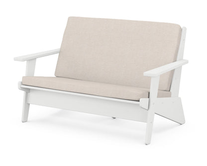 POLYWOOD® Riviera Modern Lounge Loveseat in White / Nuance Cloud