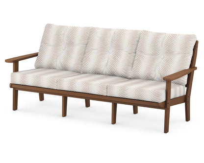 POLYWOOD® Lakeside Deep Seating Sofa in Teak / Clock Out Cloud