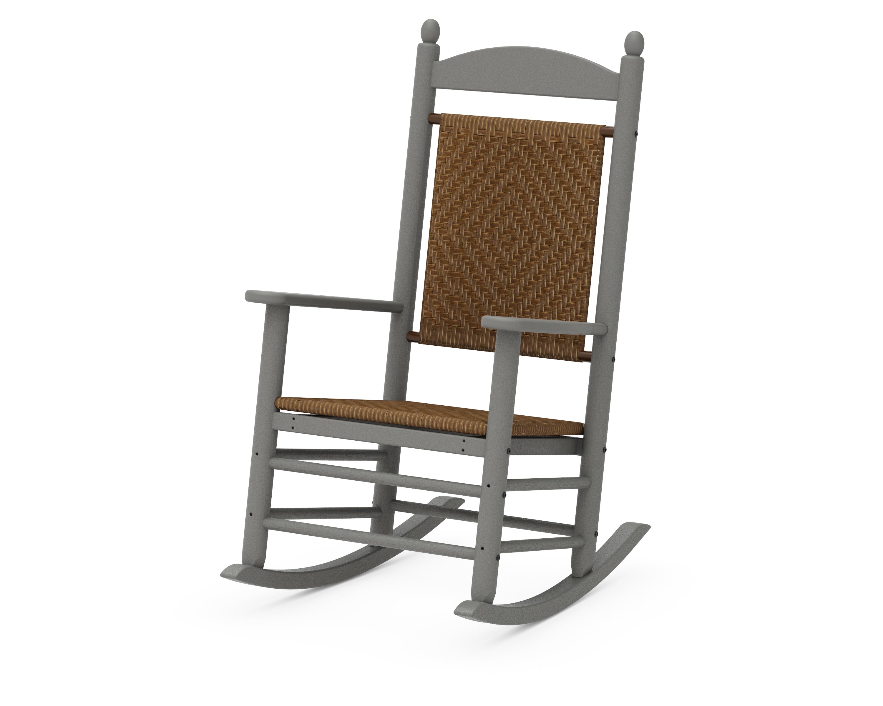 POLYWOOD® Jefferson Woven Rocking Chair in Slate Grey / Tigerwood