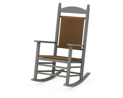 POLYWOOD® Jefferson Woven Rocking Chair in Slate Grey / Tigerwood