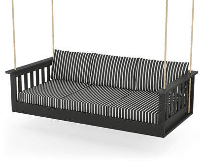 POLYWOOD® Vineyard Daybed Swing in Black / Shore Classic