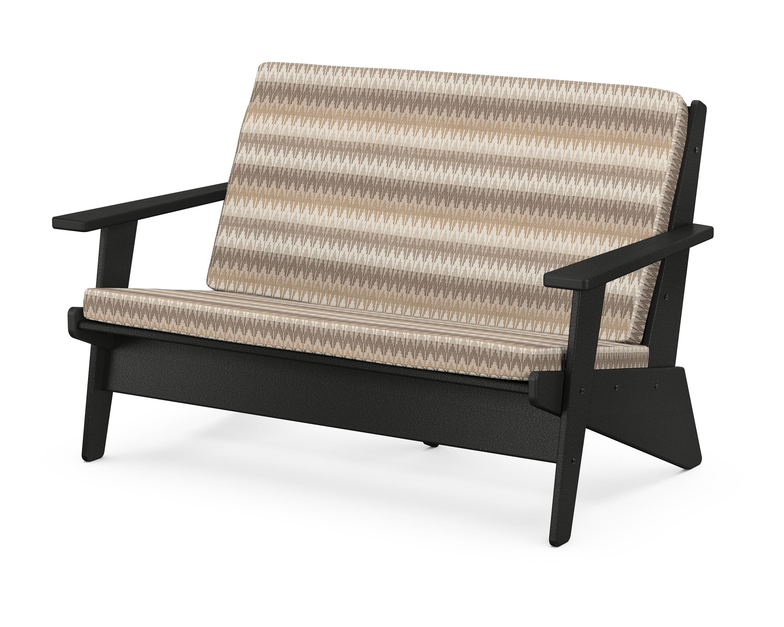 POLYWOOD® Riviera Modern Lounge Loveseat in Black / Valley Dune