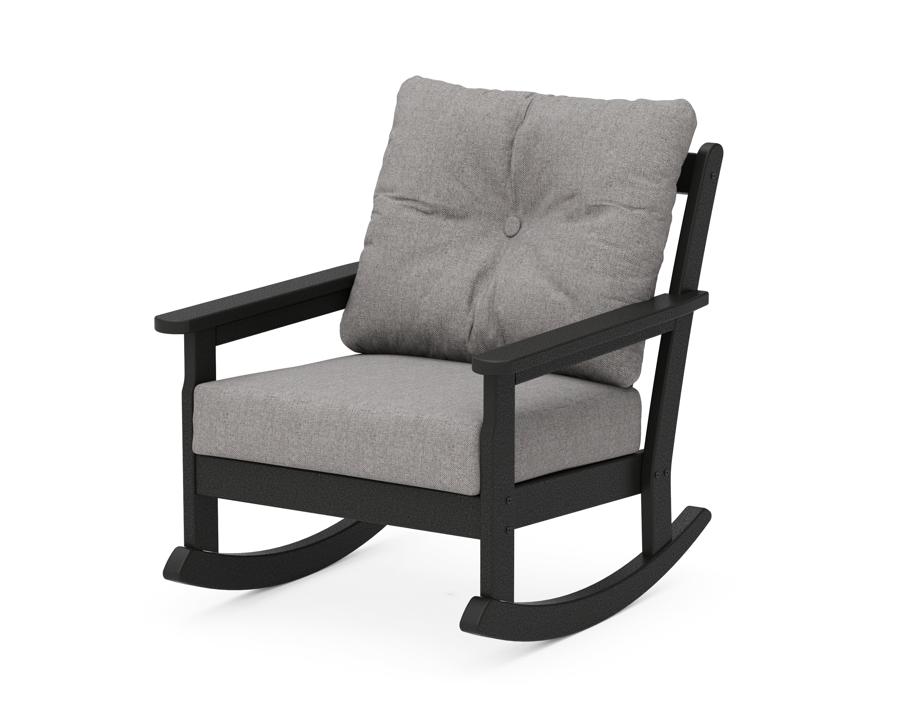 POLYWOOD® Vineyard Deep Seating Rocking Chair in Black / Grey Mist