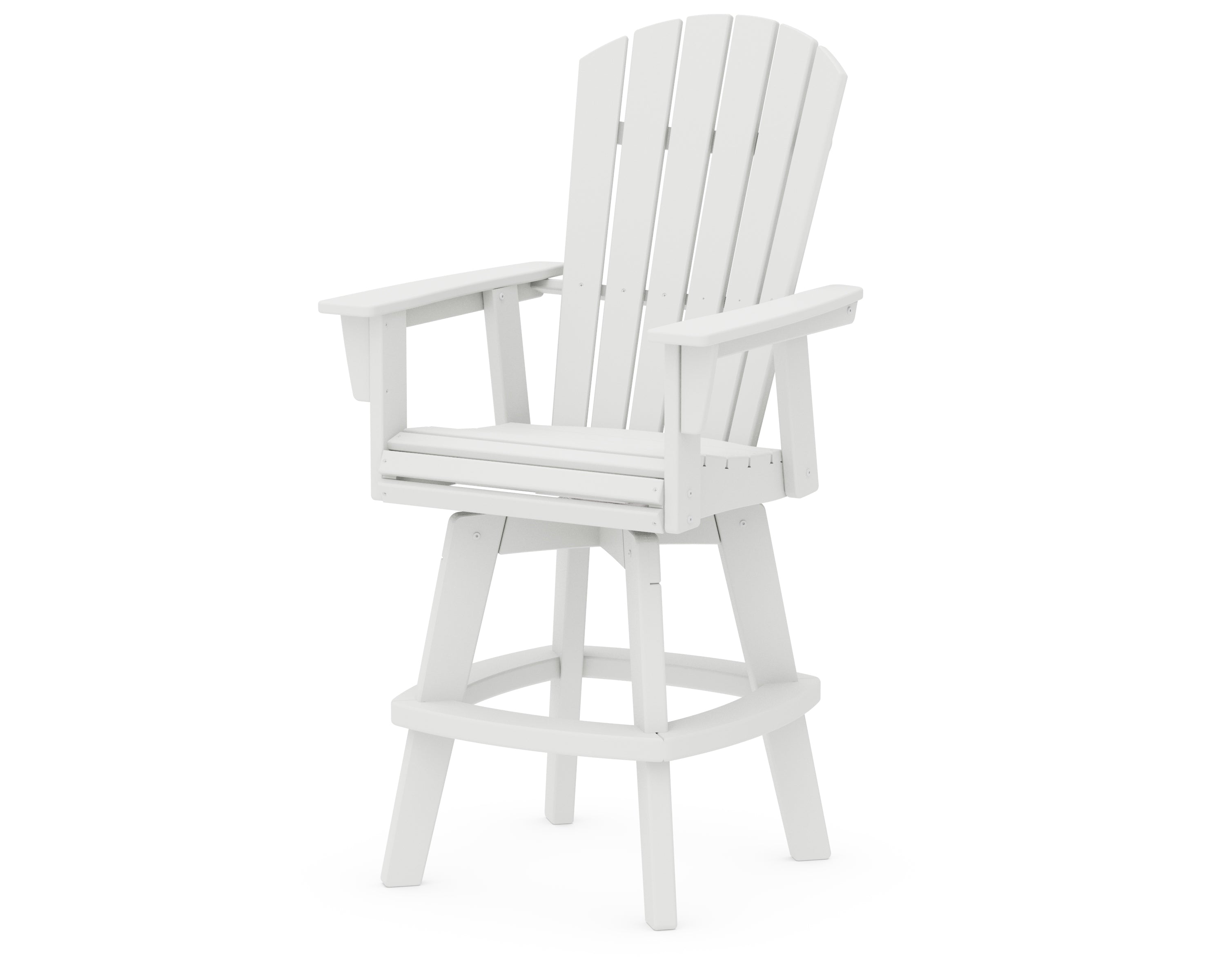 POLYWOOD® Nautical Curveback Adirondack Swivel Bar Chair in White