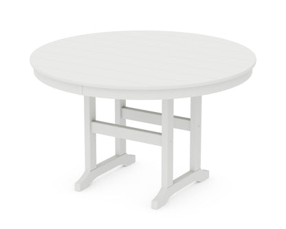 POLYWOOD® 48" Round Farmhouse Dining Table in White
