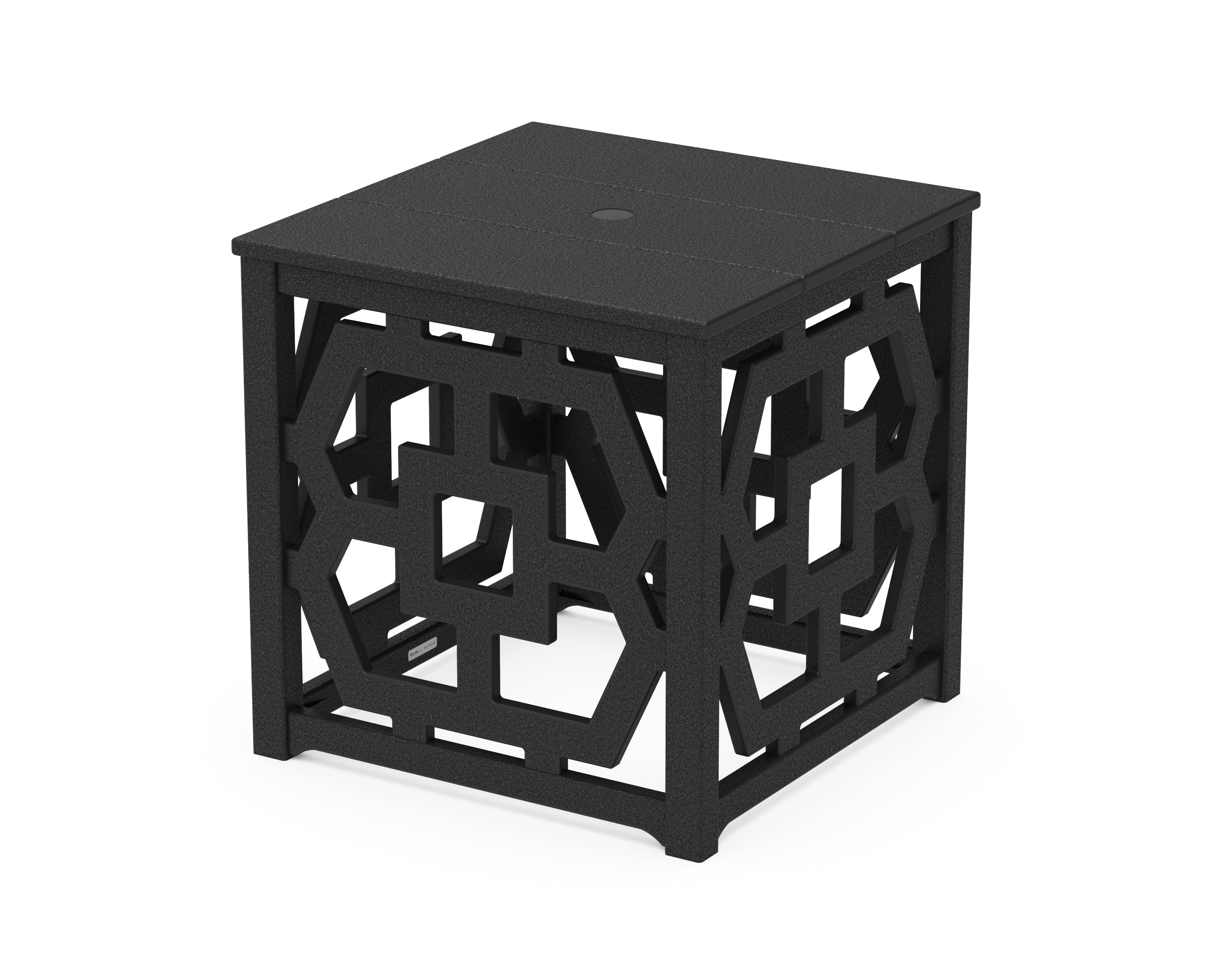 Martha Stewart by POLYWOOD® Chinoiserie Umbrella Stand Accent Table in Black