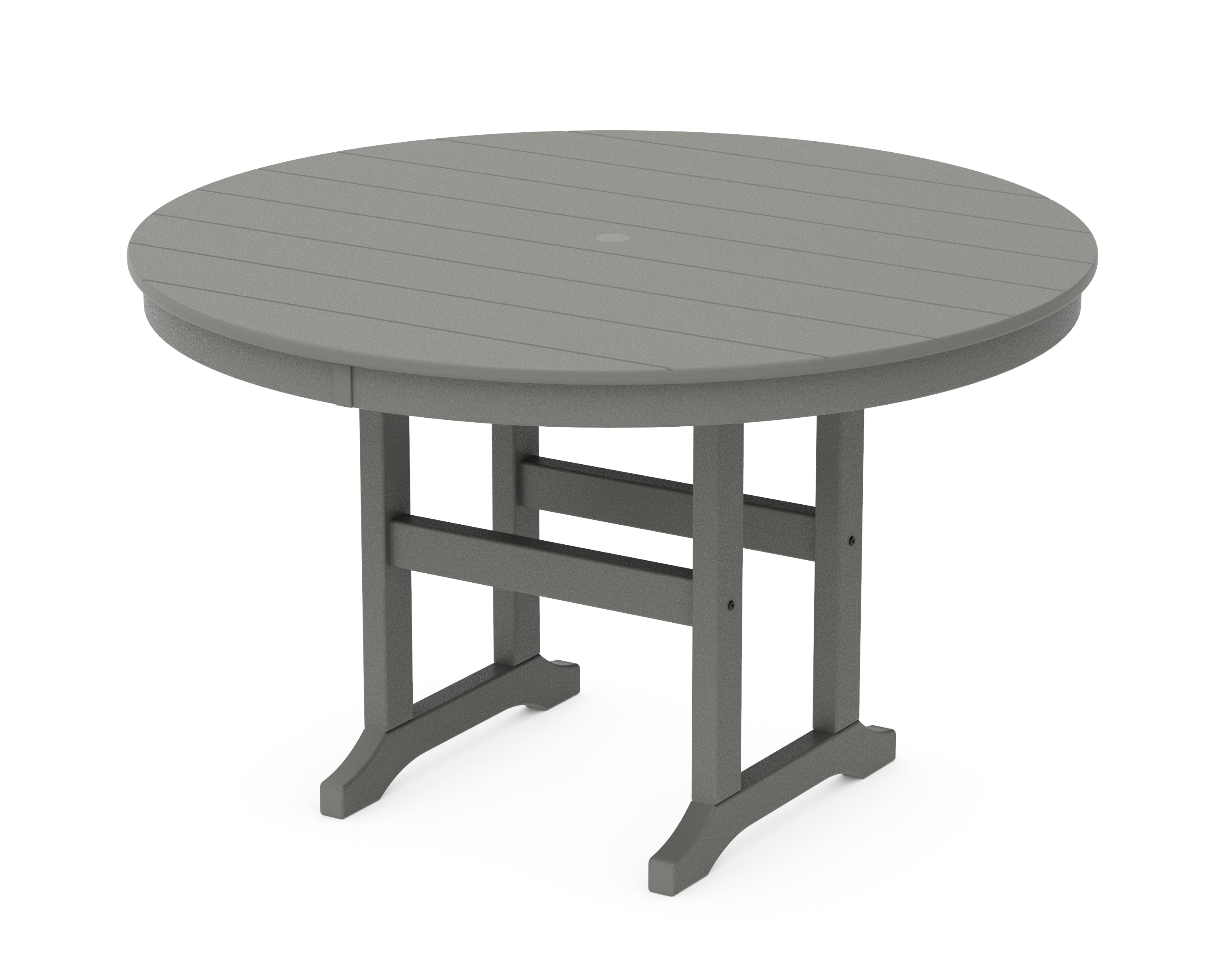POLYWOOD® 48" Round Farmhouse Dining Table in Slate Grey