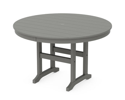 POLYWOOD® 48" Round Farmhouse Dining Table in Slate Grey
