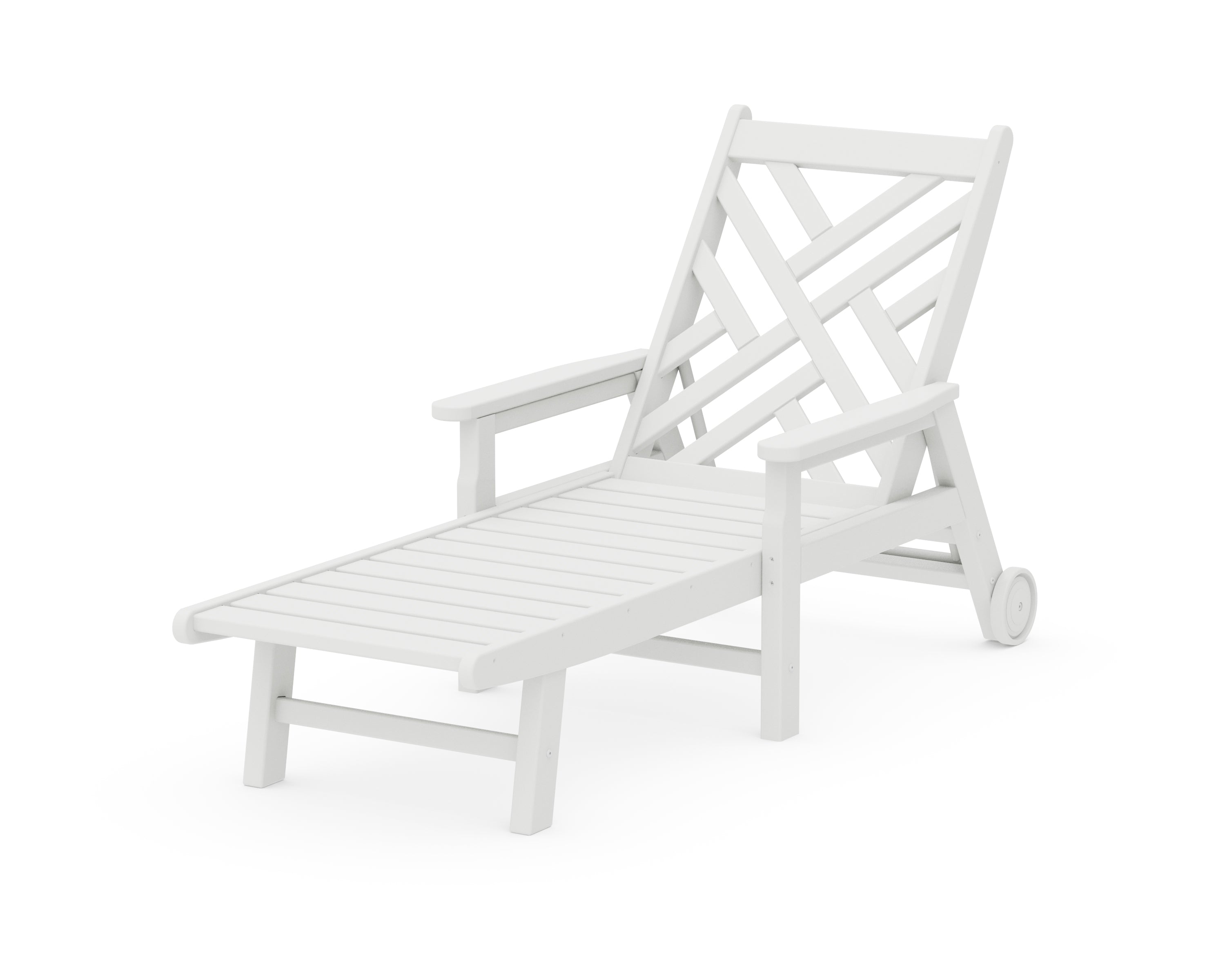 POLYWOOD® Chippendale Chaise with Arms and Wheels in White
