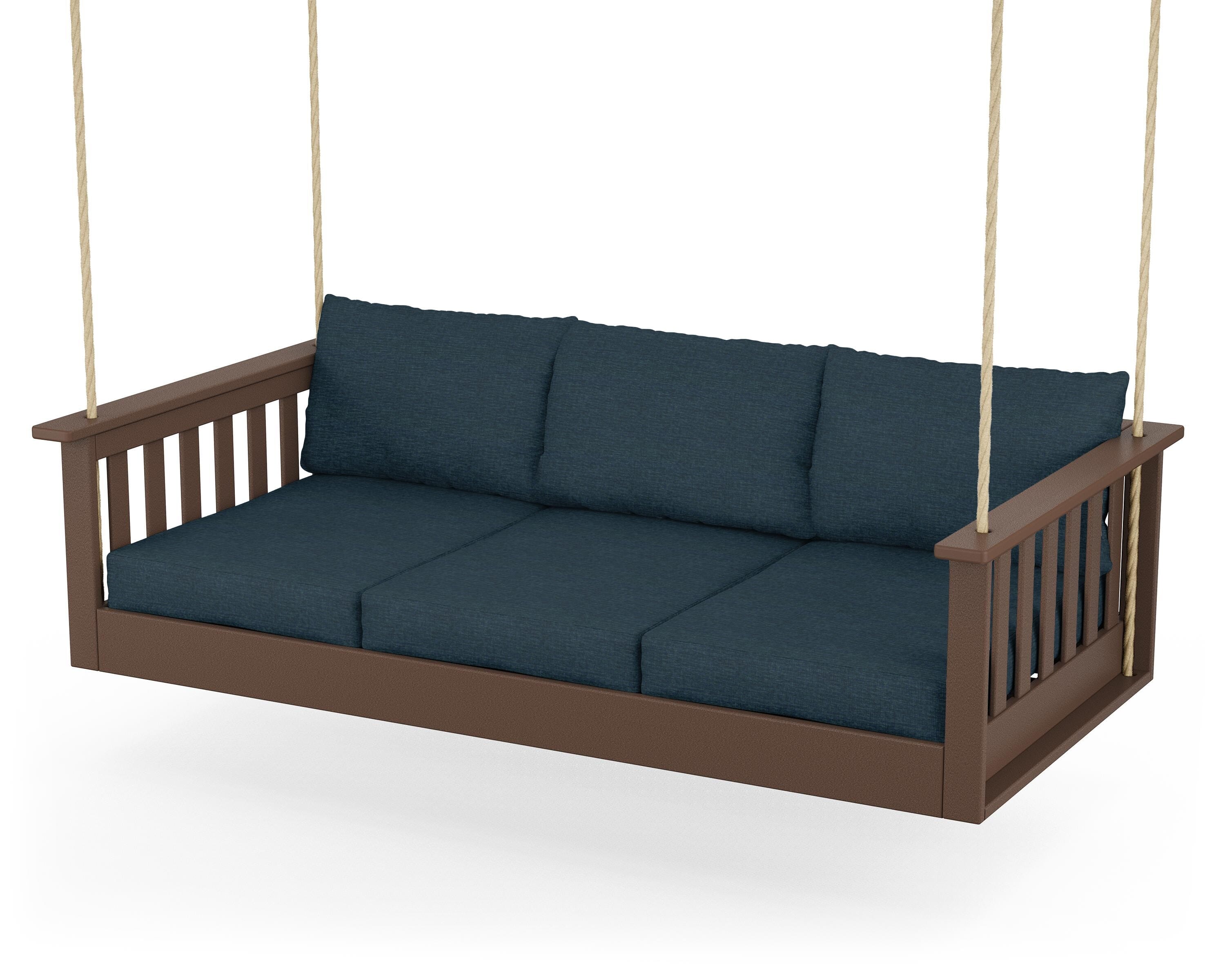 POLYWOOD® Vineyard Daybed Swing in Mahogany / Platform Indigo