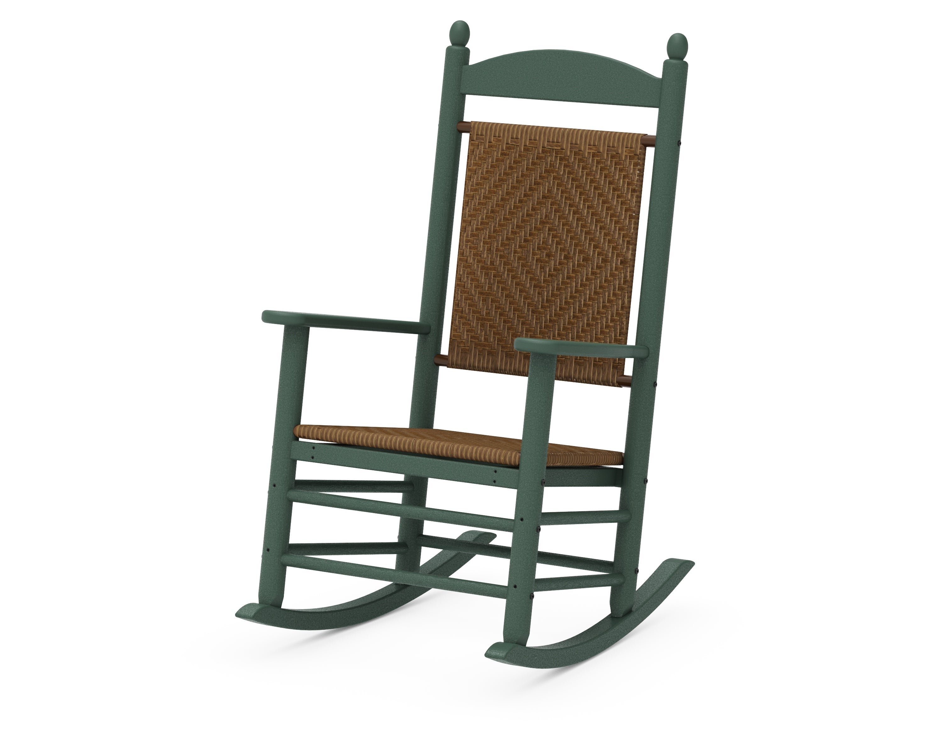 POLYWOOD® Jefferson Woven Rocking Chair in Green / Tigerwood