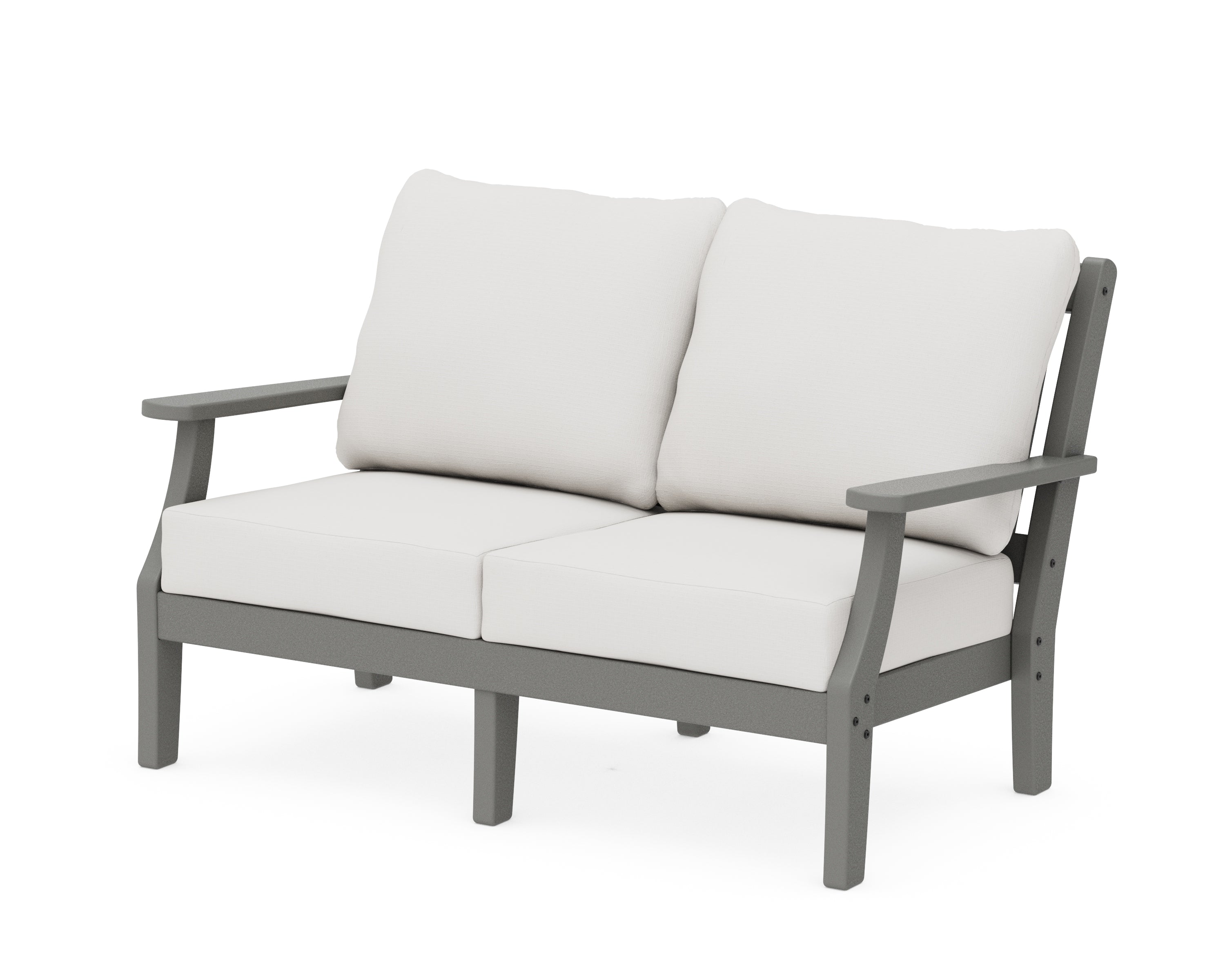 Martha Stewart by POLYWOOD® Chinoiserie Deep Seating Loveseat in Slate Grey / Natural Linen