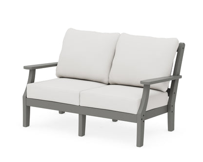Martha Stewart by POLYWOOD® Chinoiserie Deep Seating Loveseat in Slate Grey / Natural Linen