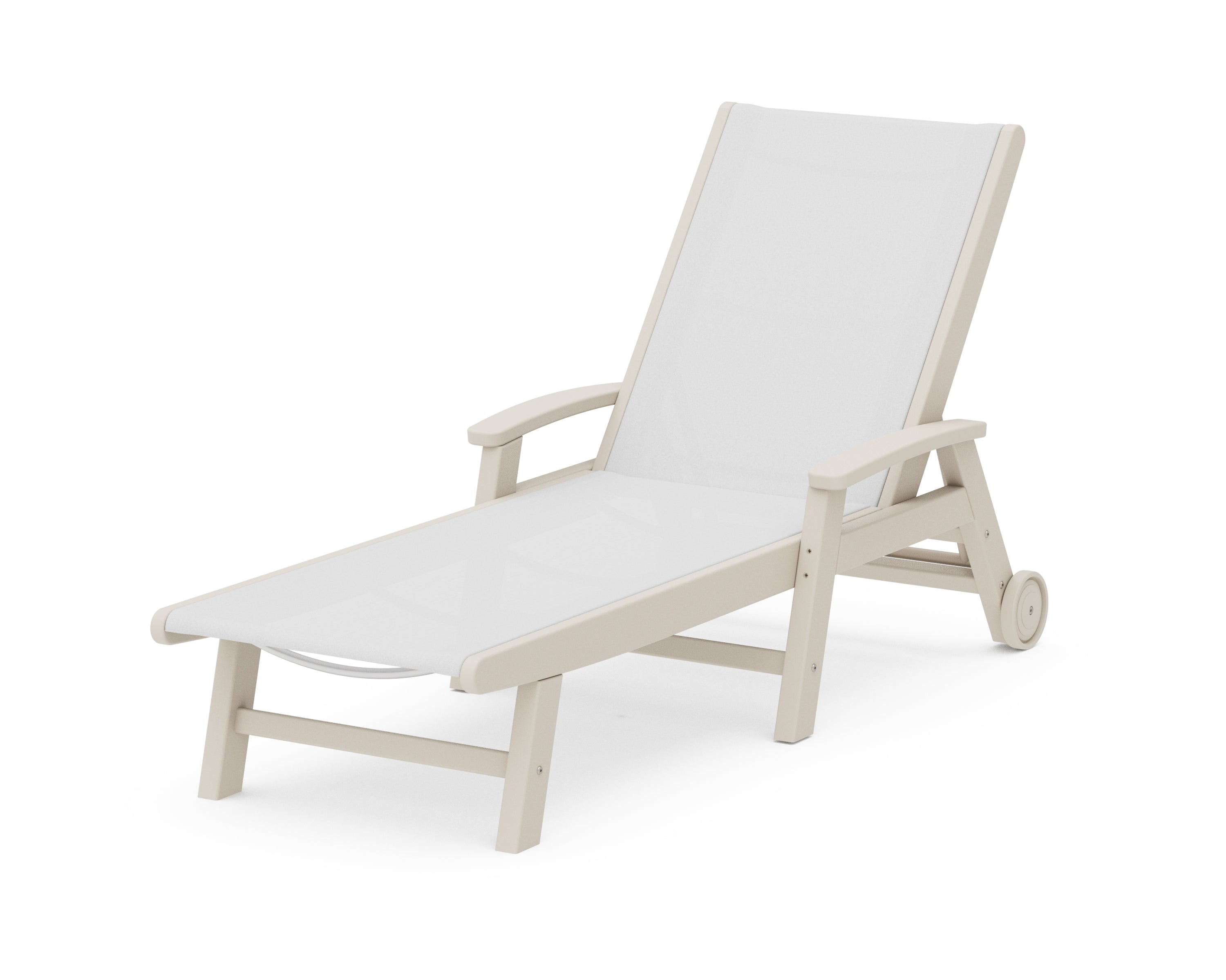 POLYWOOD® Coastal Chaise with Wheels in Sand / White Sling