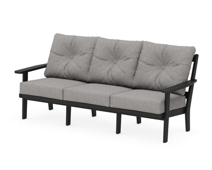 POLYWOOD® Oxford Deep Seating Sofa in Black / Grey Mist