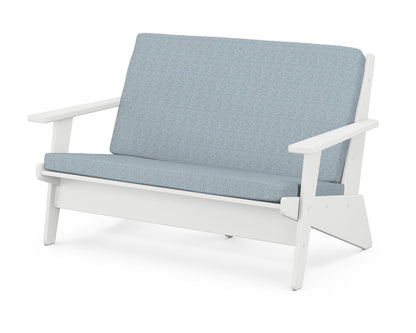 POLYWOOD® Riviera Modern Lounge Loveseat in White / Exhale Sky