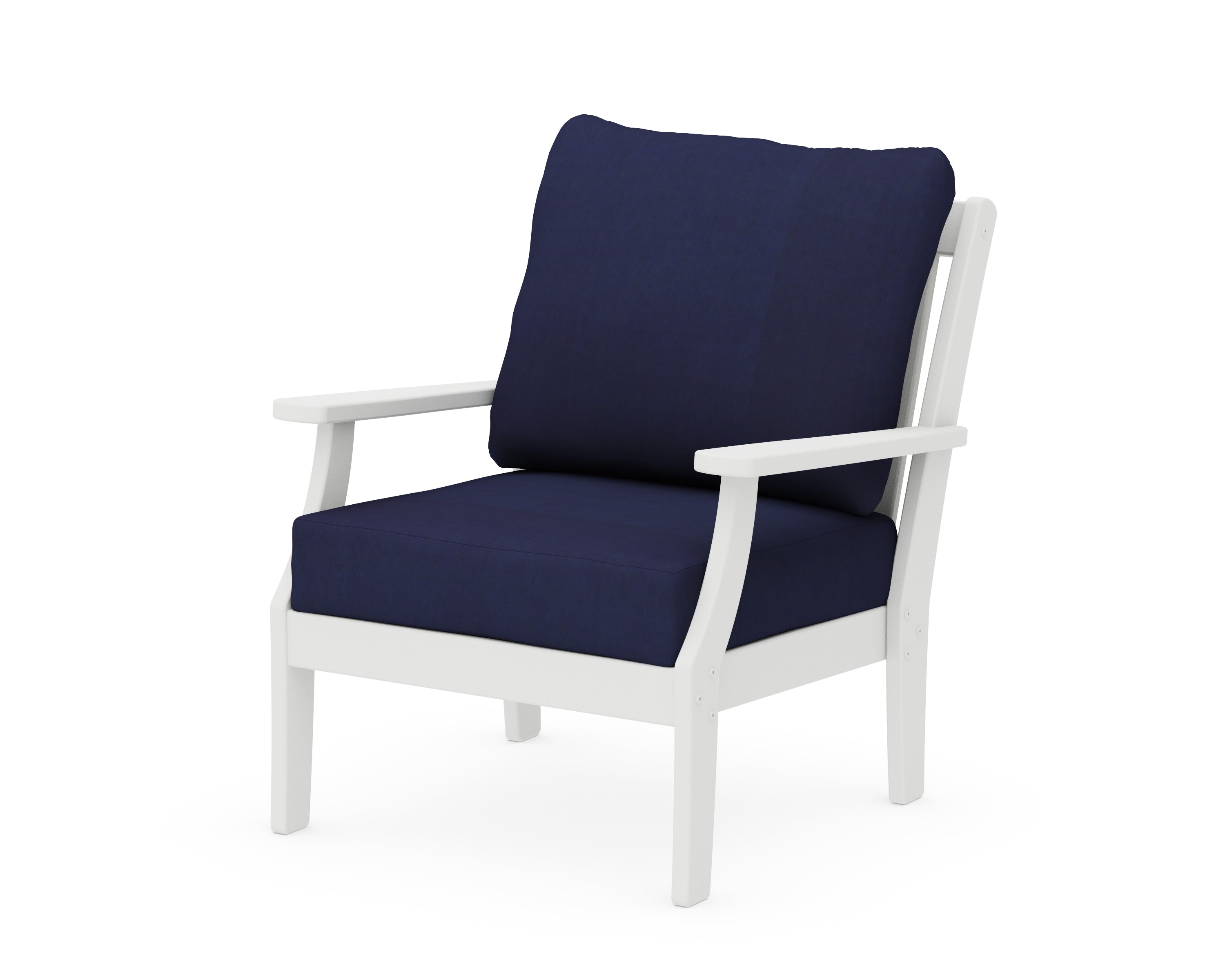 POLYWOOD® Braxton Deep Seating Chair in White / Navy