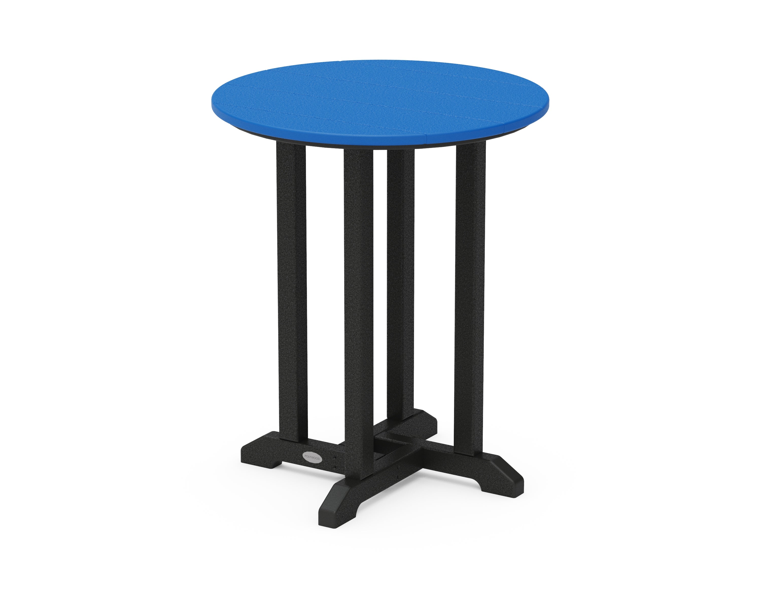 POLYWOOD® Contempo 24" Round Dining Table in Black / Pacific Blue