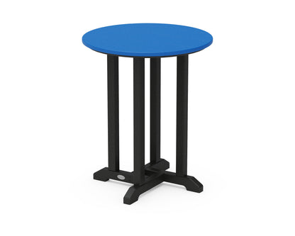 POLYWOOD® Contempo 24" Round Dining Table in Black / Pacific Blue