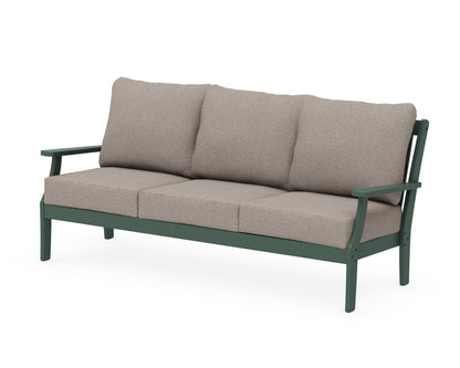 POLYWOOD® Braxton Deep Seating Sofa in Green / Weathered Tweed