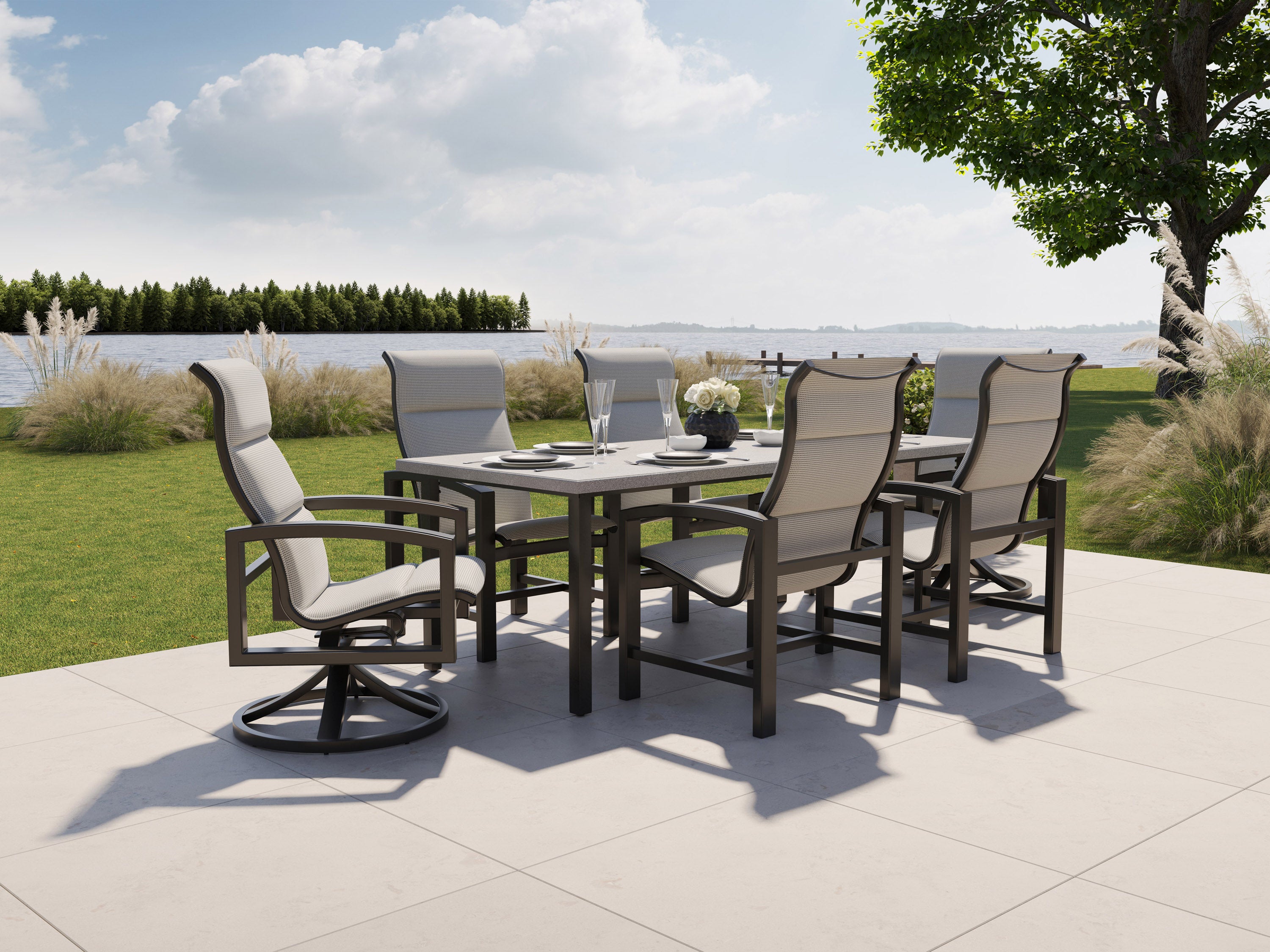 Lakeside Padded Sling High Back Swivel Rocker