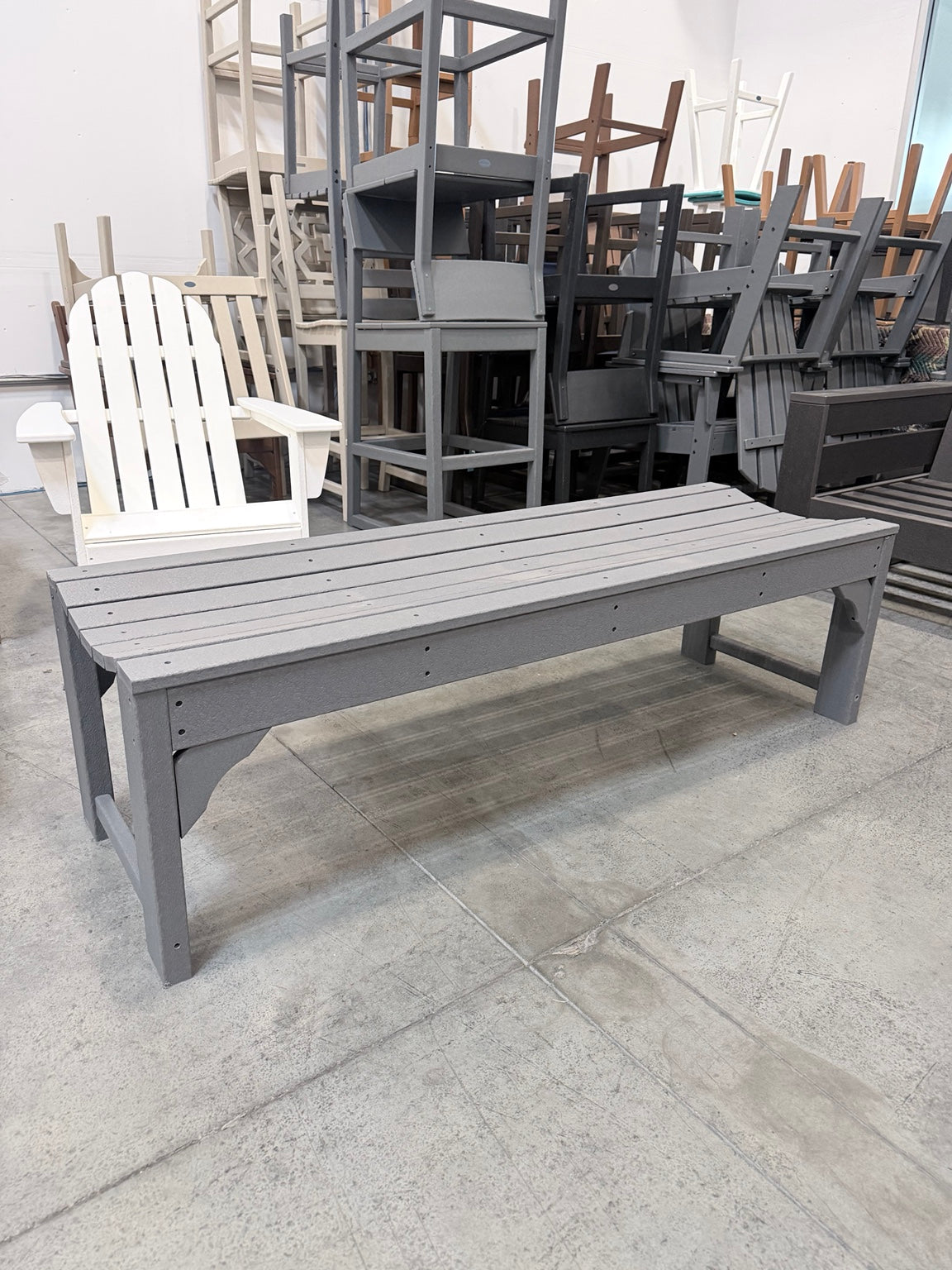 60" Backless Dining & Picnic Bench – Slate Grey