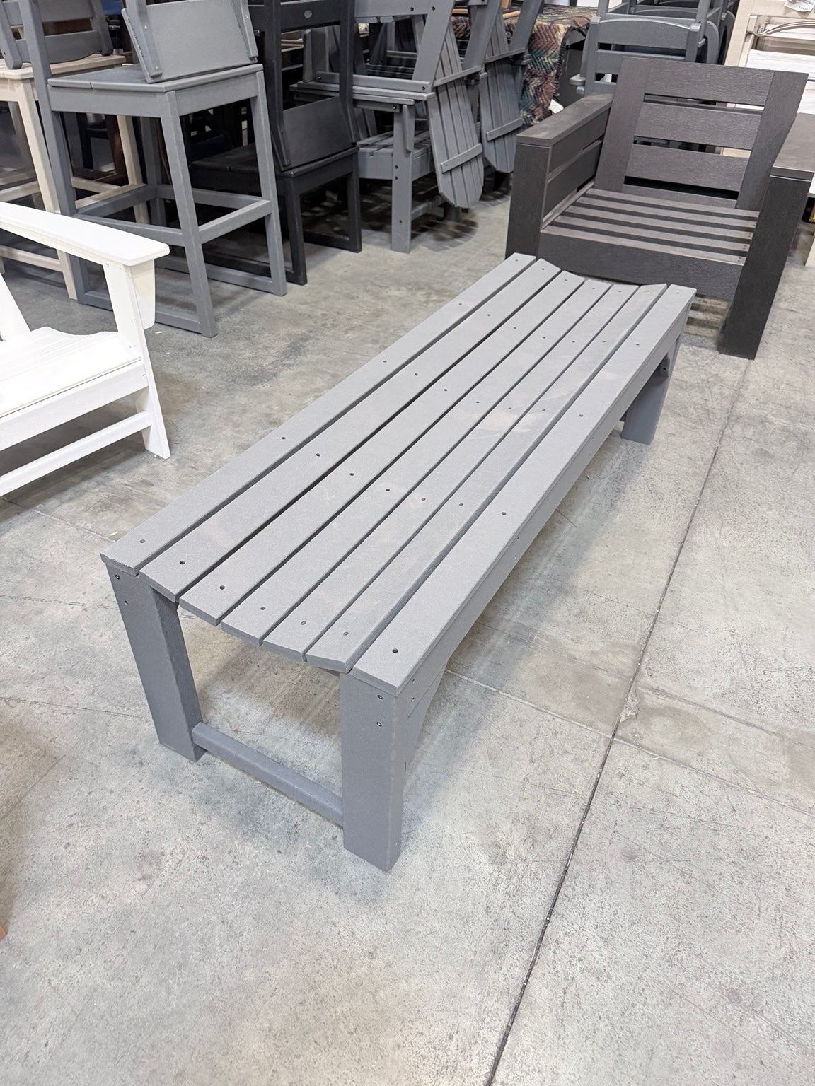 60" Backless Dining & Picnic Bench – Slate Grey
