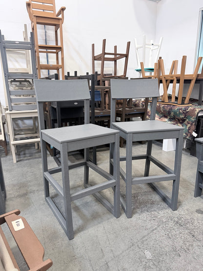 Modern Studio Farmhouse Counter / Bar Stools with Backrest - slate grey
