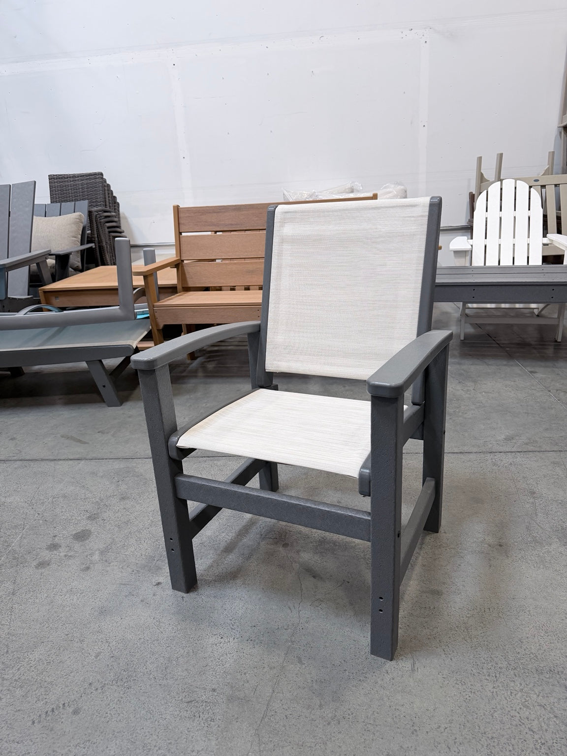 Sling Dining Armchair – Slate Grey / White Sling