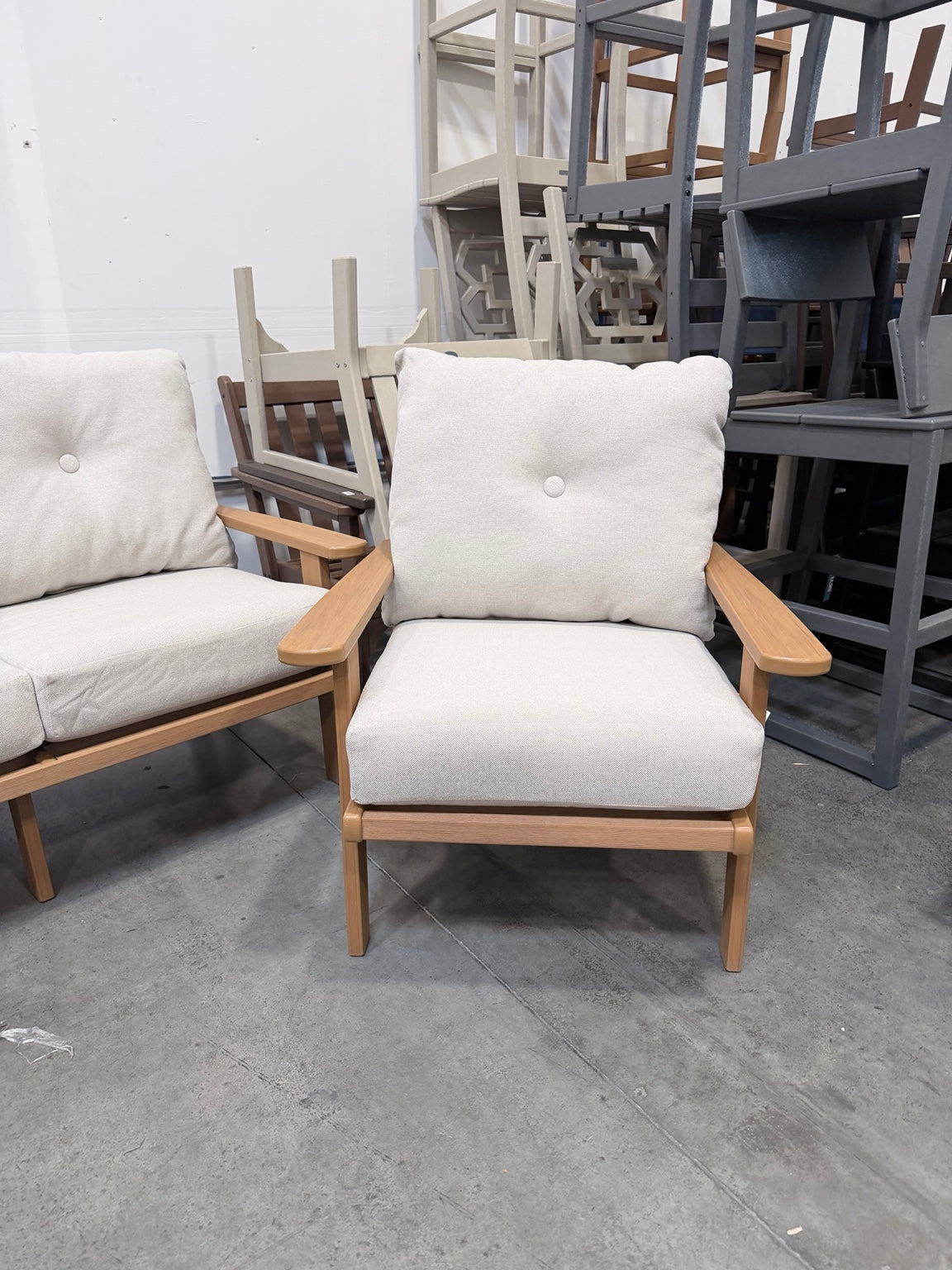 Modern 3-Piece Wood Deep Seating Lounge Set with Cushions
