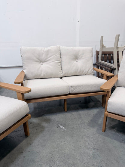 Modern 3-Piece Wood Deep Seating Lounge Set with Cushions